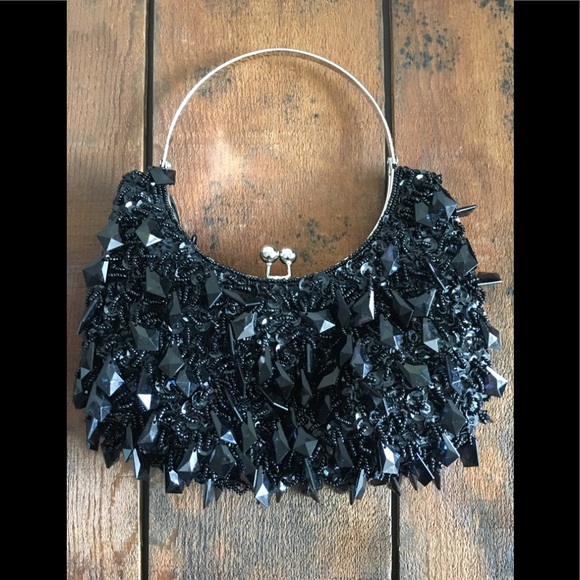 Handbags - Beaded evening bag with metal hoop